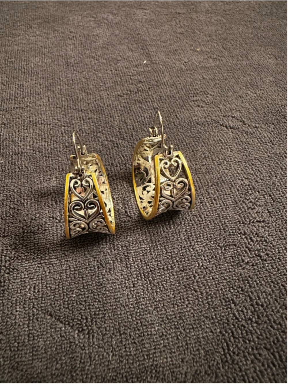 Unbranded Silver and Gold Filigree Hoop Earrings